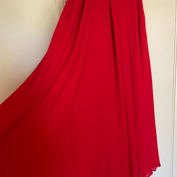 Fame and Partners Red Formal Lined Full Length Skirt Size US 4 - Picture 4 of 7